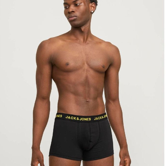Man wearing black Jack & Jones underwear on a website page